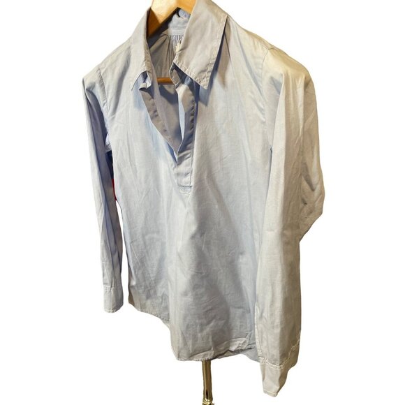 American Colors by Alex Lehr Blue V Neck Collared Long Sleeve Blouse Sz M - Picture 3 of 12